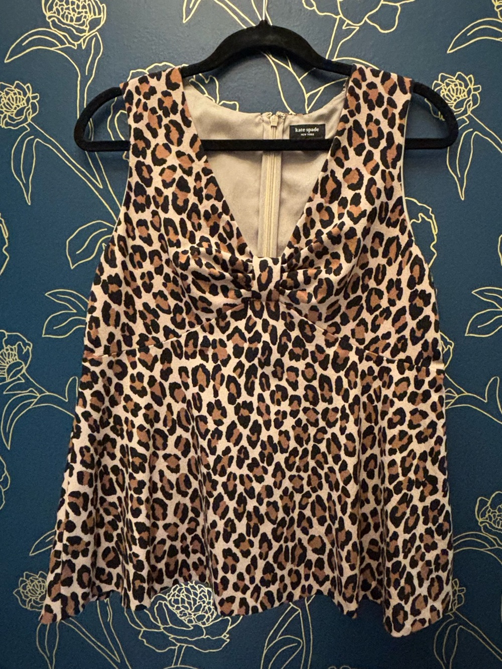 KATE SPADE leopard print TANK shell DESIGNER size 10 tan/black SLEEVELESS